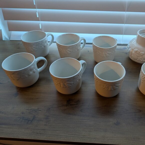 Gibson Fruitful Harvest Coffee Cups & Candle Holder - Picture 1 of 4